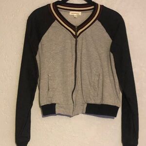 Monteau Bomber Jacket in Black Stripe Detail